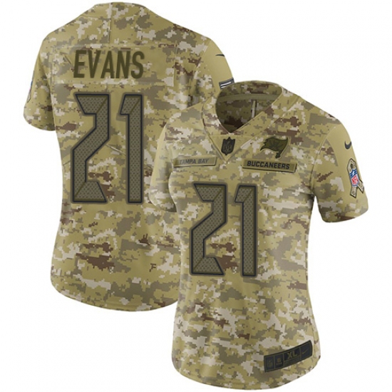 Women's Nike Tampa Bay Buccaneers #21 Justin Evans Limited Camo 2018 Salute to Service NFL Jersey - Ujersey