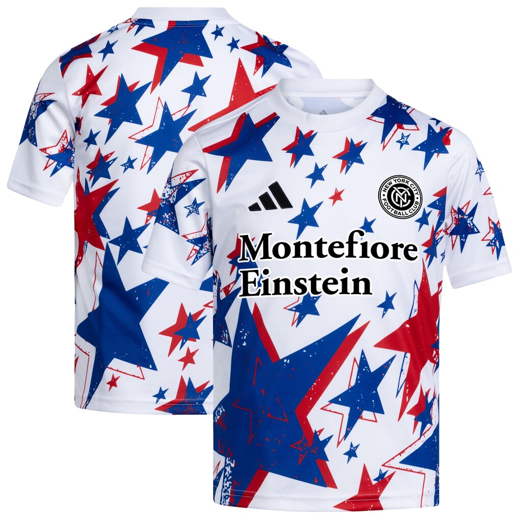 Youth New York City FC adidas White 2026 Americana Pre-Match Jersey - Ujersey
