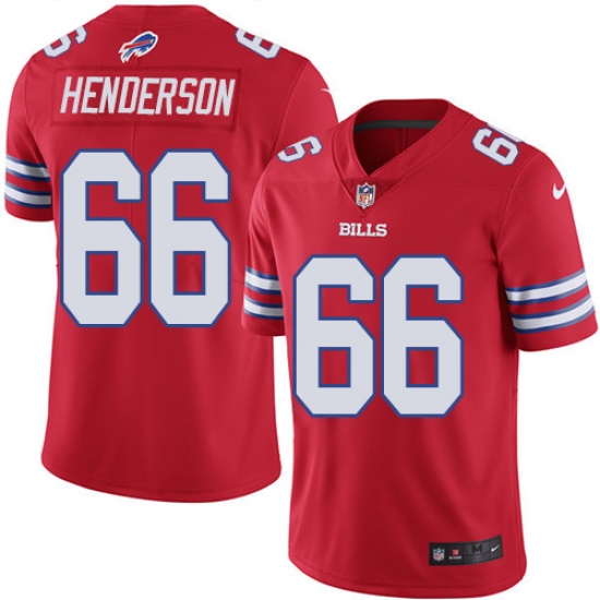 Men's Nike Buffalo Bills #66 Seantrel Henderson Limited Red Rush Vapor Untouchable NFL Jersey - Ujersey