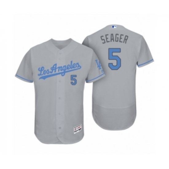Men's Los Angeles Dodgers #5 Corey Seager Gray 2017 Fathers Day Flex Base Jersey - Ujersey