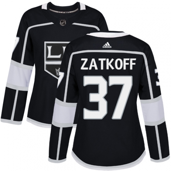 Women's Adidas Los Angeles Kings #37 Jeff Zatkoff Authentic Black Home NHL Jersey - Ujersey