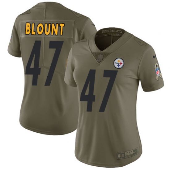 Women's Nike Pittsburgh Steelers #47 Mel Blount Limited Olive 2017 Salute to Service NFL Jersey - Ujersey