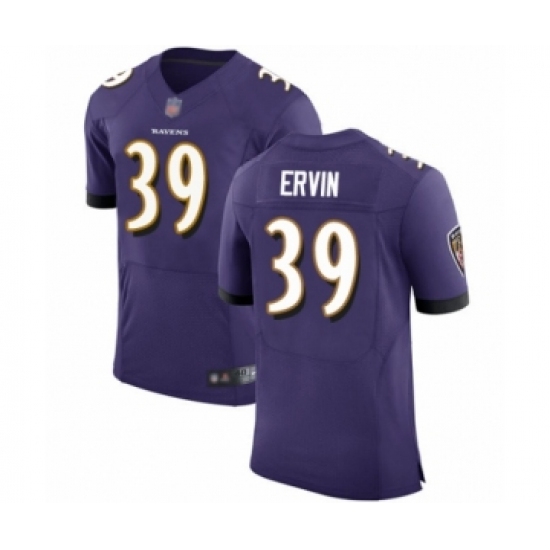 Men's Baltimore Ravens #39 Tyler Ervin Purple Team Color Vapor Untouchable Elite Player Football Jersey - Ujersey