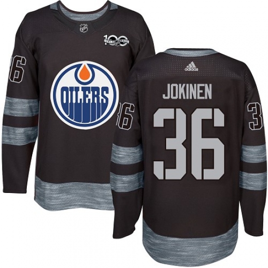 Men's Adidas Edmonton Oilers #36 Jussi Jokinen Authentic Black 1917-2017 100th Anniversary NHL Jersey - Ujersey