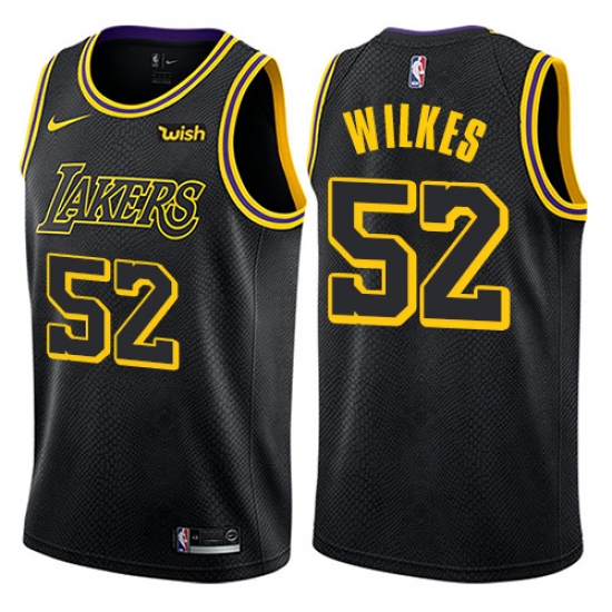 Youth Nike Los Angeles Lakers #52 Jamaal Wilkes Swingman Black NBA Jersey - City Edition - Ujersey