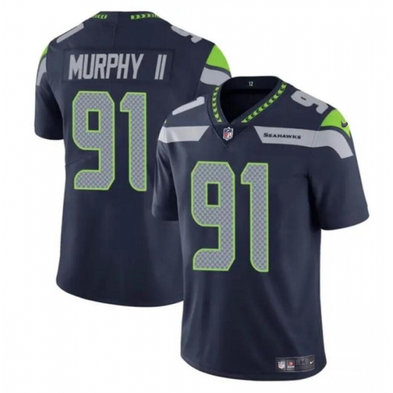Men's Seattle Seahawks #91 Byron Murphy II Navy 2024 Draft Vapor Limited Football Stitched Jersey - Ujersey