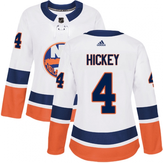 Women's Adidas New York Islanders #4 Thomas Hickey Authentic White Away NHL Jersey - Ujersey