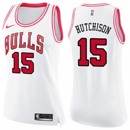 Women's Nike Chicago Bulls #15 Chandler Hutchison Swingman White/Pink Fashion NBA Jersey - Ujersey