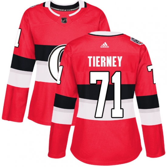 Women's Adidas Ottawa Senators #71 Chris Tierney Authentic Red 2017 100 Classic NHL Jersey - Ujersey