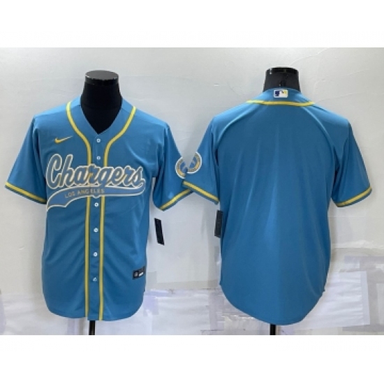 Men's Los Angeles Chargers Blank Light Blue Stitched MLB Cool Base Nike Baseball Jersey - Ujersey