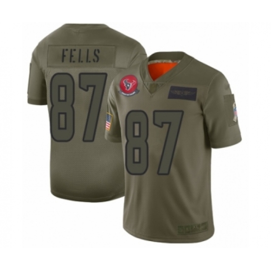 Women's Houston Texans #87 Darren Fells Limited Camo 2019 Salute to Service Football Jersey - Ujersey
