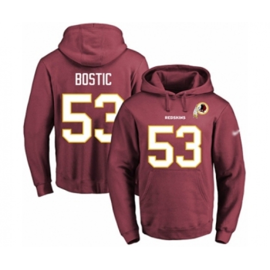 Football Men's Washington Redskins #53 Jon Bostic Red Name & Number Pullover Hoodieormance Hoodie - Ujersey