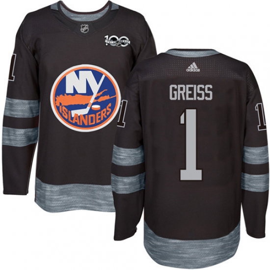 Men's Adidas New York Islanders #1 Thomas Greiss Premier Black 1917-2017 100th Anniversary NHL Jersey - Ujersey