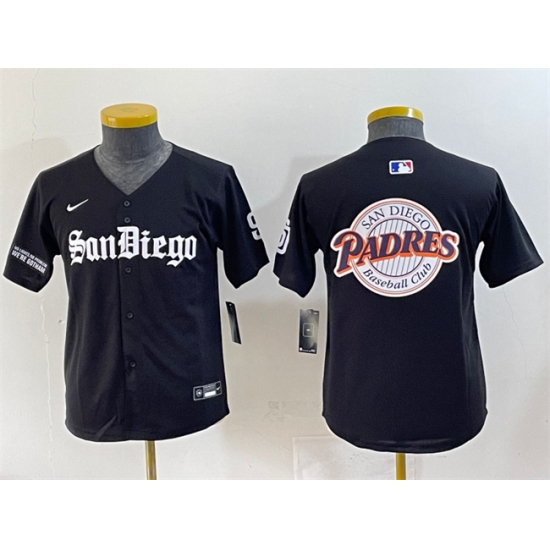 Youth San Diego Padres Team Big Logo Black Gothic Edition Vapor Limited Stitched Baseball Jersey - Ujersey