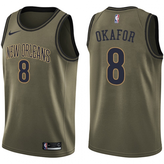 Youth Nike New Orleans Pelicans #8 Jahlil Okafor Swingman Green Salute to Service NBA Jersey - Ujersey