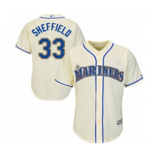 Youth Seattle Mariners #33 Justus Sheffield Authentic Cream Alternate Cool Base Baseball Player Jersey - Ujersey