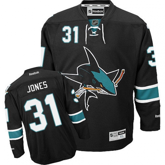 Men's Reebok San Jose Sharks #31 Martin Jones Authentic Black Third NHL Jersey - Ujersey