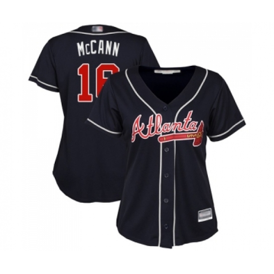Women's Atlanta Braves #16 Brian McCann Replica Blue Alternate Road Cool Base Baseball Jersey - Ujersey