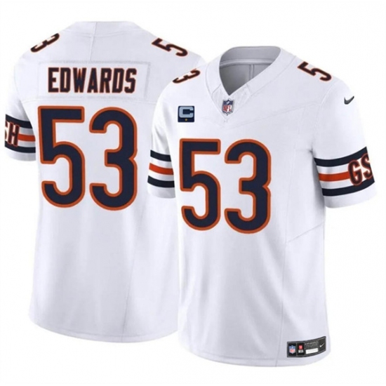 Men's Chicago Bears #53 T.J. Edwards White 2024 F.U.S.E. With 1-star C Vapor Untouchable Limited Football Stitched Jersey - Ujersey