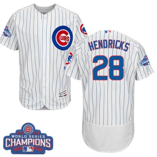 Men's Majestic Chicago Cubs #28 Kyle Hendricks White Home 2016 World Series Champions Flexbase Authentic Collection MLB Jersey - Ujersey