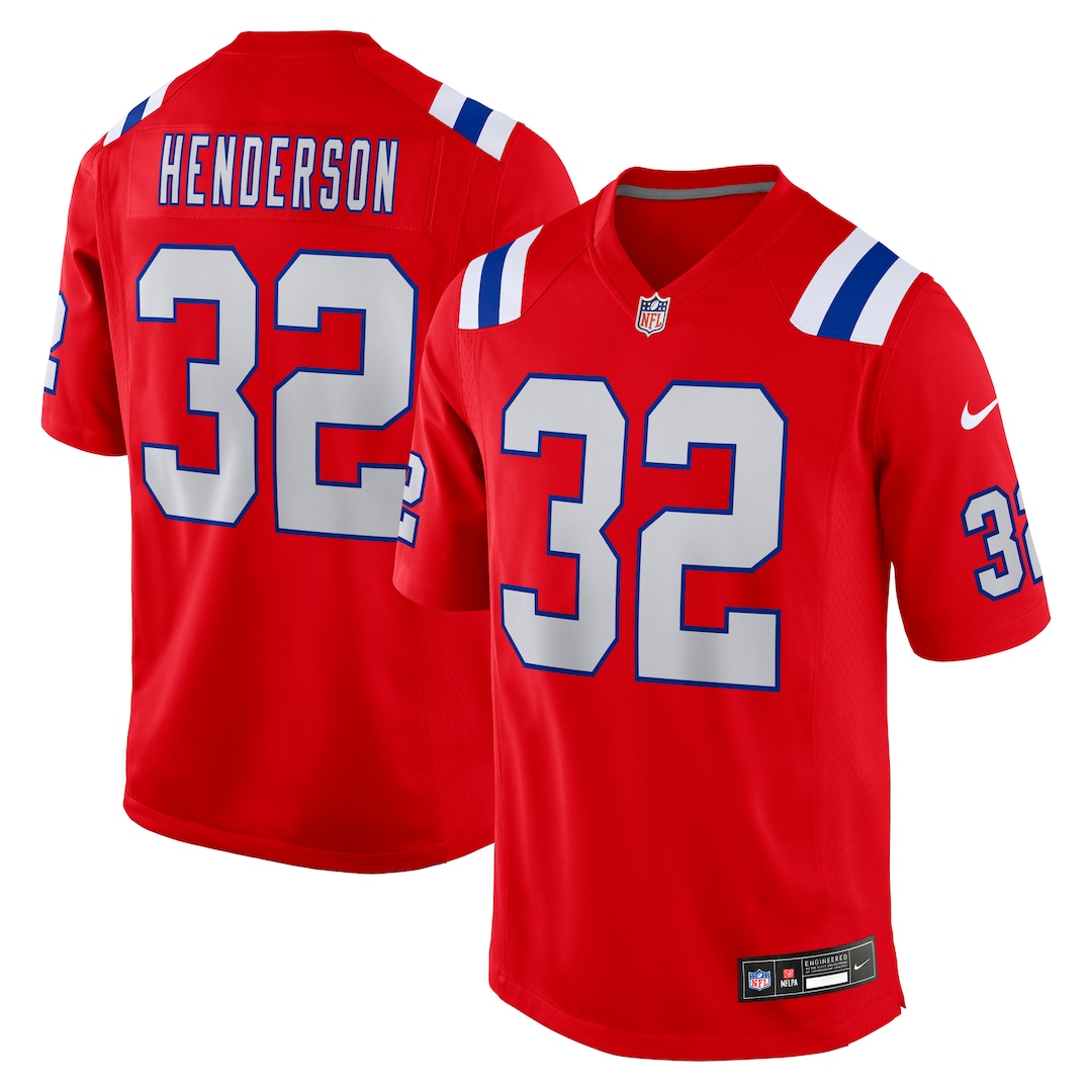 Men's New England Patriots TreVeyon Henderson Nike Red Alternate Game Player Jersey