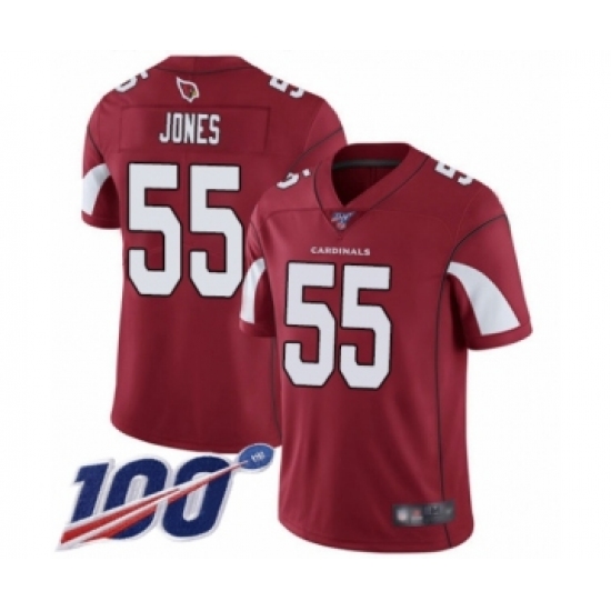 Men's Arizona Cardinals #55 Chandler Jones Red Team Color Vapor Untouchable Limited Player 100th Season Football Jersey - Ujersey