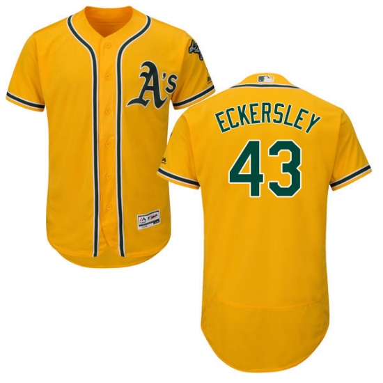 Men's Majestic Oakland Athletics #43 Dennis Eckersley Gold Alternate Flex Base Authentic Collection MLB Jersey - Ujersey