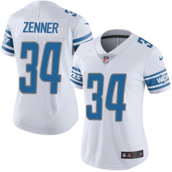 Women's Nike Detroit Lions #34 Zach Zenner Elite White NFL Jersey - Ujersey