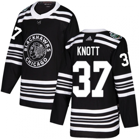 Men's Adidas Chicago Blackhawks #37 Graham Knott Authentic Black 2019 Winter Classic NHL Jersey - Ujersey