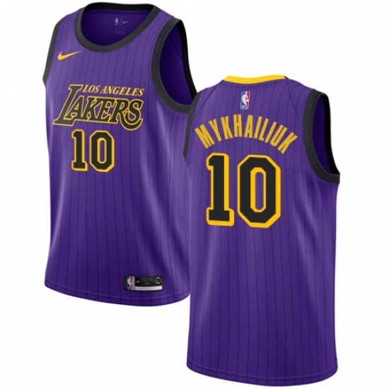Youth Nike Los Angeles Lakers #10 Sviatoslav Mykhailiuk Swingman Purple NBA Jersey - City Edition - Ujersey