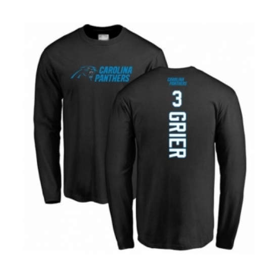 Football Carolina Panthers #3 Will Grier Black Backer Long Sleeve T-Shirt - Ujersey