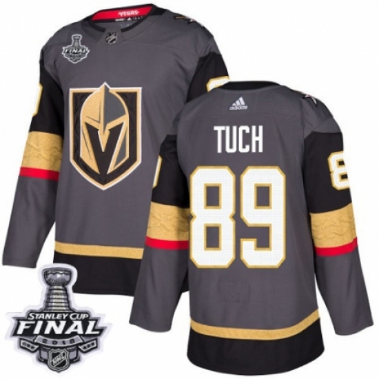 Men's Adidas Vegas Golden Knights #89 Alex Tuch Premier Gray Home 2018 Stanley Cup Final NHL Jersey - Ujersey