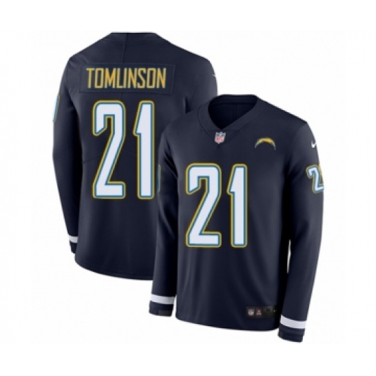 Men's Nike Los Angeles Chargers #21 LaDainian Tomlinson Limited Navy Blue Therma Long Sleeve NFL Jersey - Ujersey