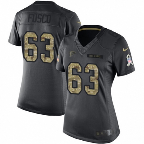 Women's Nike Atlanta Falcons #63 Brandon Fusco Limited Black 2016 Salute to Service NFL Jersey