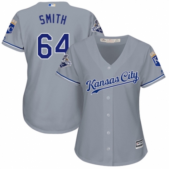 Women's Majestic Kansas City Royals #64 Burch Smith Replica Grey Road Cool Base MLB Jersey - Ujersey
