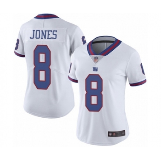 Women's New York Giants #8 Daniel Jones Limited White Rush Vapor Untouchable Football Jersey - Ujersey
