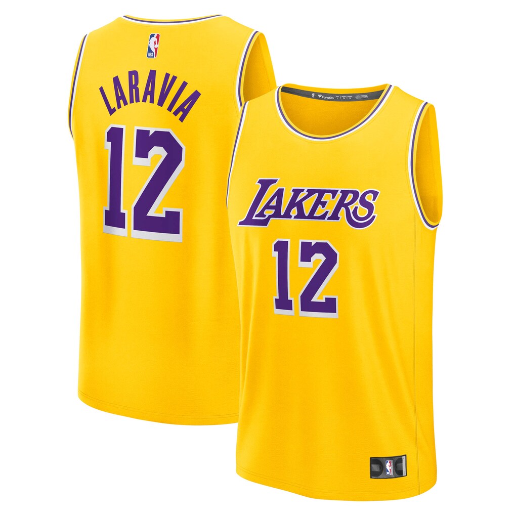 Men's Los Angeles Lakers Jake LaRavia Fanatics Gold Fast Break Replica Jersey - Icon Edition - U-jersey