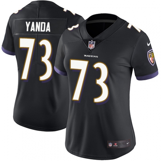 Women's Nike Baltimore Ravens #73 Marshal Yanda Black Alternate Vapor Untouchable Limited Player NFL Jersey - Ujersey