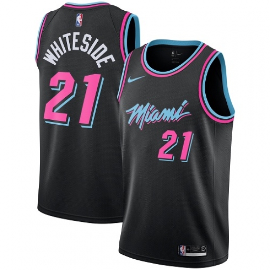 Youth Nike Miami Heat #21 Hassan Whiteside Swingman Black NBA Jersey - City Edition - Ujersey