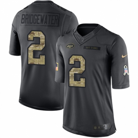 Youth Nike New York Jets #2 Teddy Bridgewater Limited Black 2016 Salute to Service NFL Jersey - Ujersey
