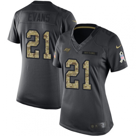 Women's Nike Tampa Bay Buccaneers #21 Justin Evans Limited Black 2016 Salute to Service NFL Jersey - Ujersey