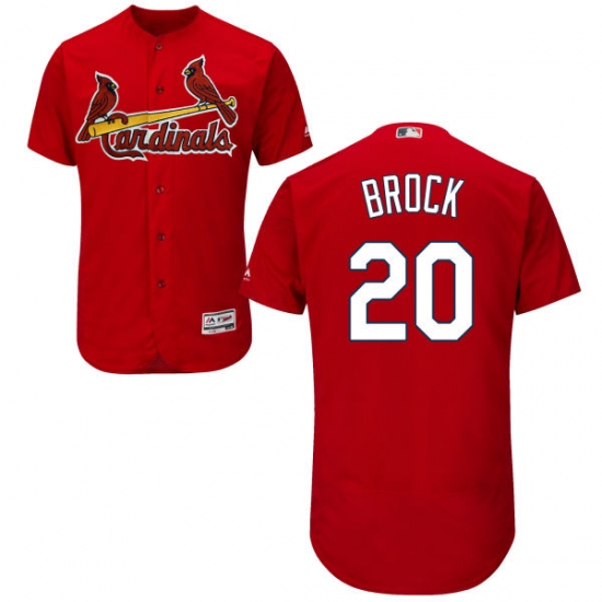 Men's Majestic St. Louis Cardinals #20 Lou Brock Red Alternate Flex Base Authentic Collection MLB Jersey - Ujersey