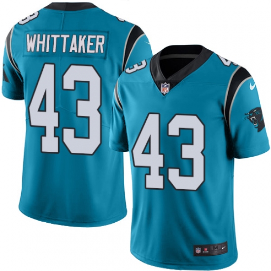 Men's Nike Carolina Panthers #43 Fozzy Whittaker Blue Alternate Vapor Untouchable Limited Player NFL Jersey - Ujersey