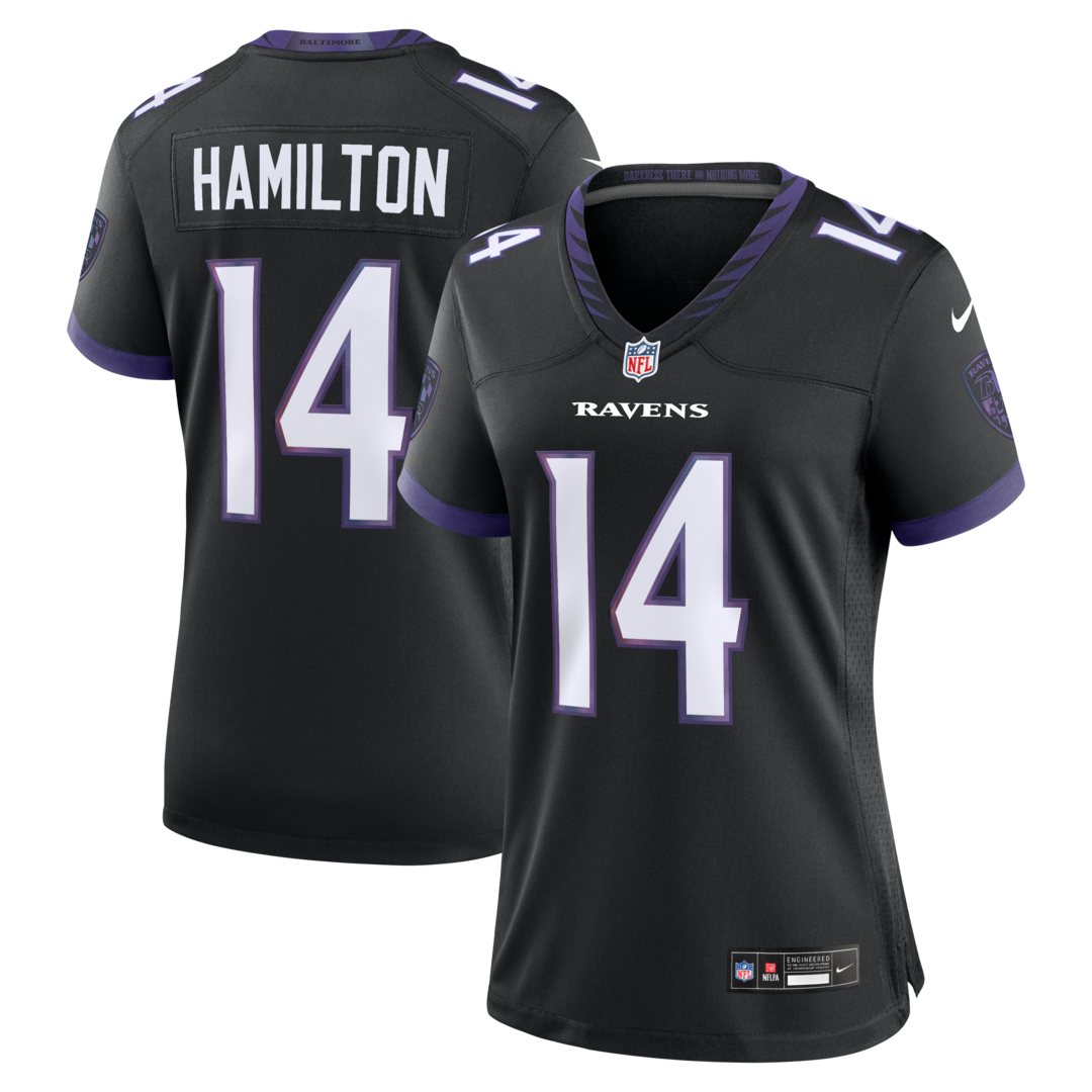 Women's Baltimore Ravens Kyle Hamilton Nike Black Alternate Game Jersey - SUjersey01