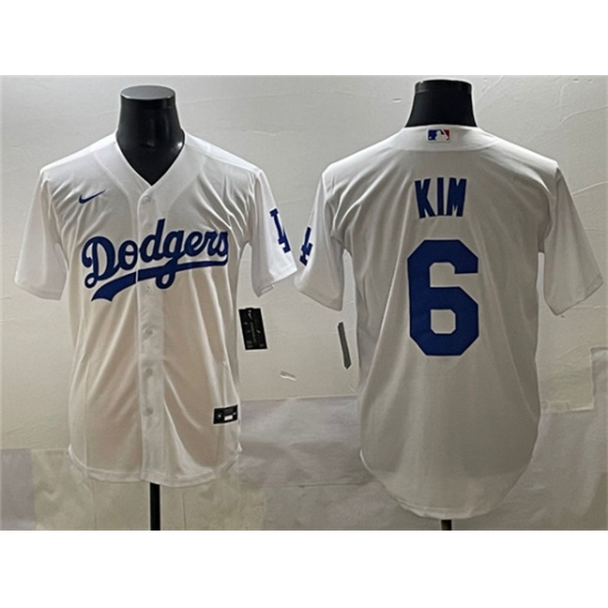 Men's Los Angeles Dodgers #6 Hyeseong Kim White Cool Base Stitched Baseball Jersey - Ujersey