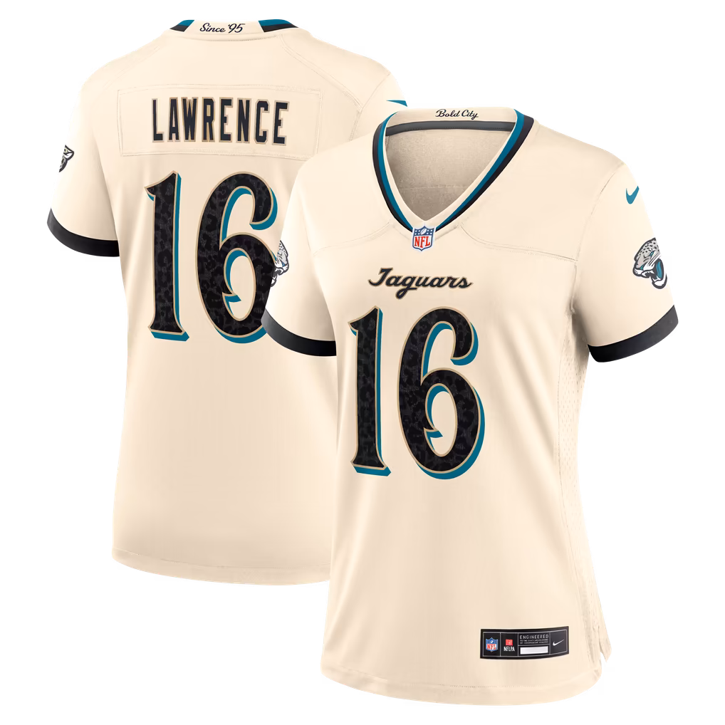 Women's Jacksonville Jaguars Trevor Lawrence Nike Natural 2026 Rivalries Collection Game Jersey - Ujersey