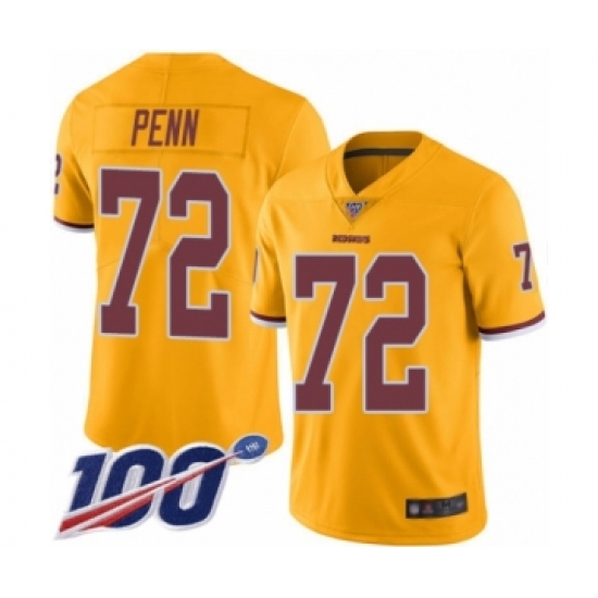 Youth Washington Redskins #72 Donald Penn Limited Gold Rush Vapor Untouchable 100th Season Football Jersey