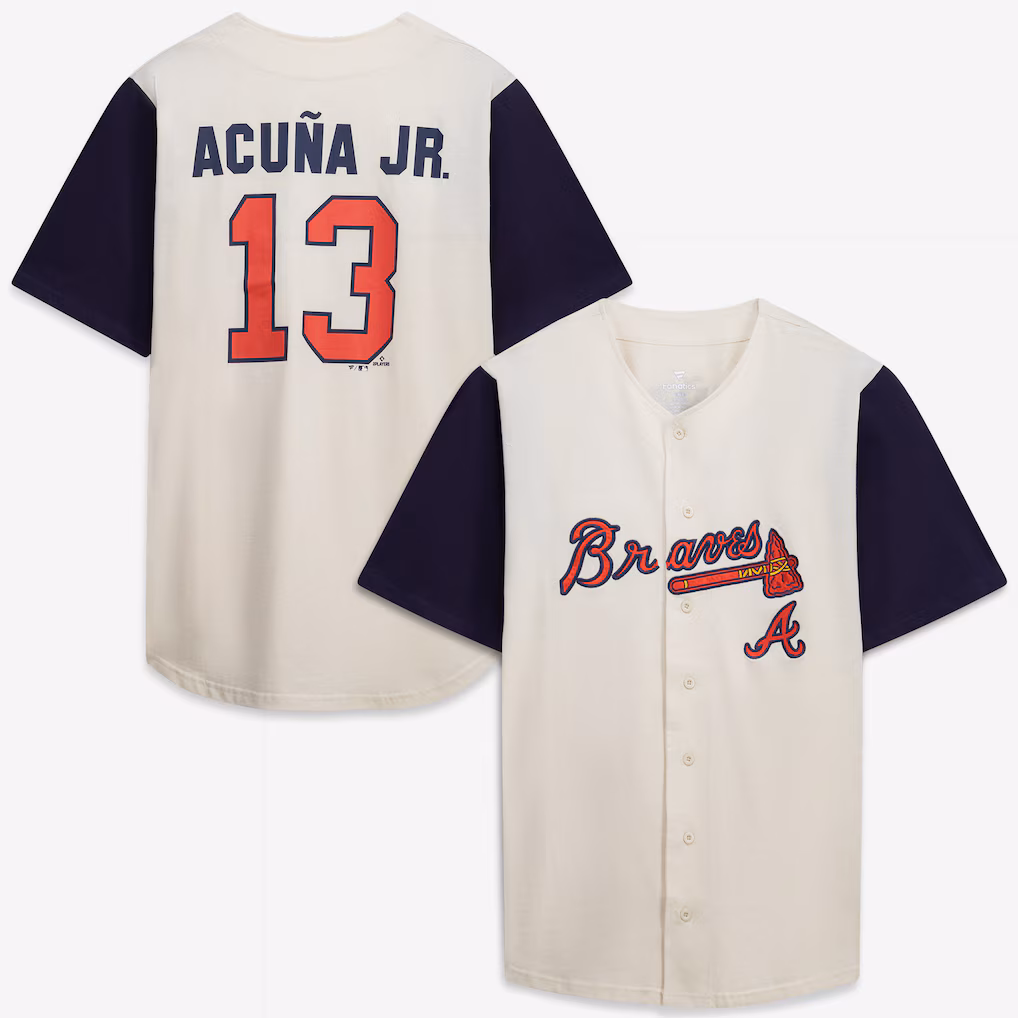 Men's Atlanta Braves Profile Cream/Navy Big & Tall Two-Color Fashion Jersey
