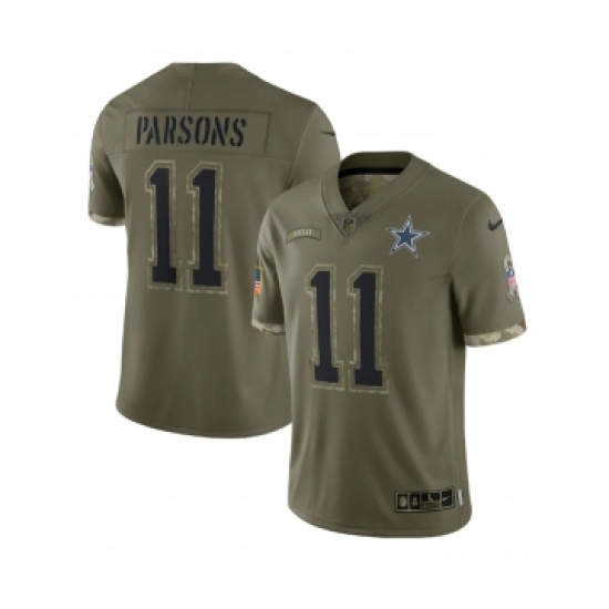Men's Dallas Cowboys #11 Micah Parsons 2022 Olive Salute To Service Limited Stitched Jersey - Ujersey