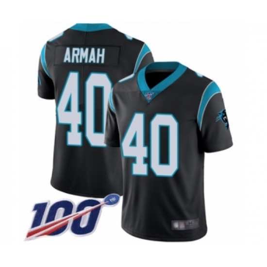 Men's Carolina Panthers #40 Alex Armah Black Team Color Vapor Untouchable Limited Player 100th Season Football Jersey - Ujersey